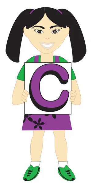 Letter C Girl — Stock Vector