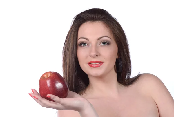 Sexy jonge vrouw met apple — Stockfoto