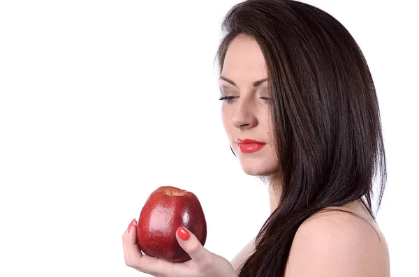 Sexy jonge vrouw met apple — Stockfoto