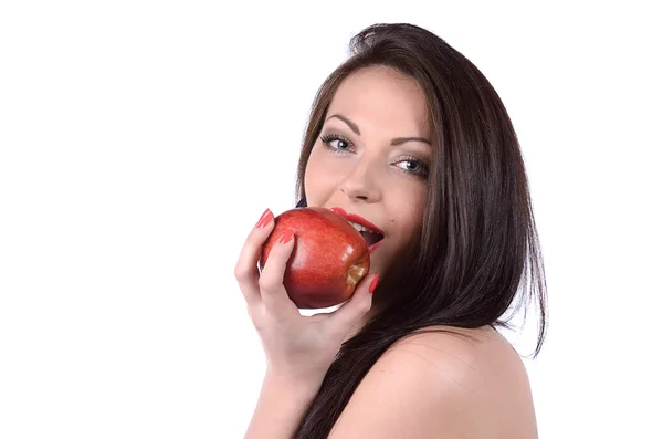 Sexy jovem mulher com maçã — Fotografia de Stock