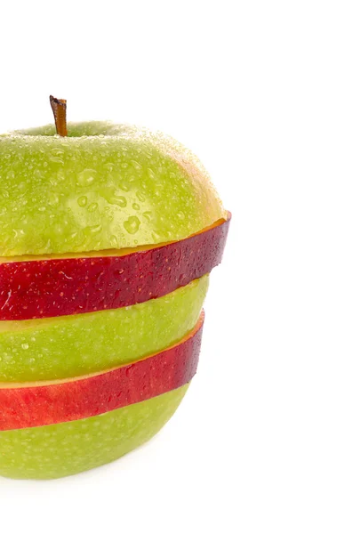 Kırmızı ve yeşil elma dilim — Stok fotoğraf