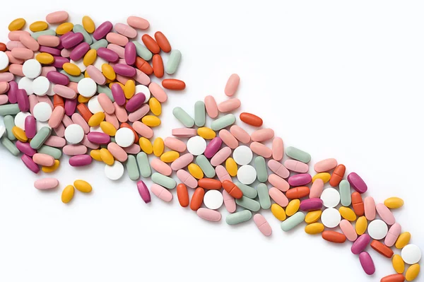 Verem a különböző tabletták elszigetelt fehér background — Stock Fotó