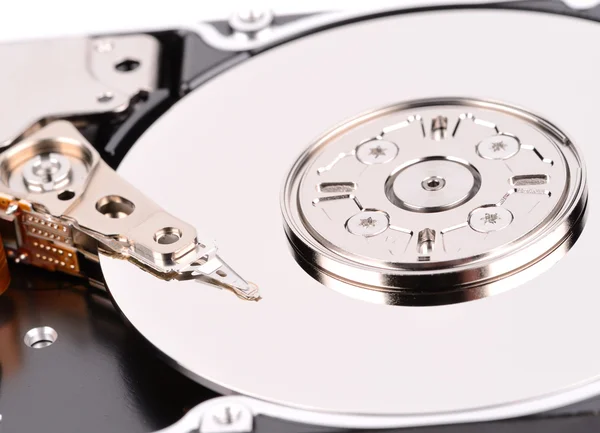 Open computer hard drive on white background — Stock Photo, Image