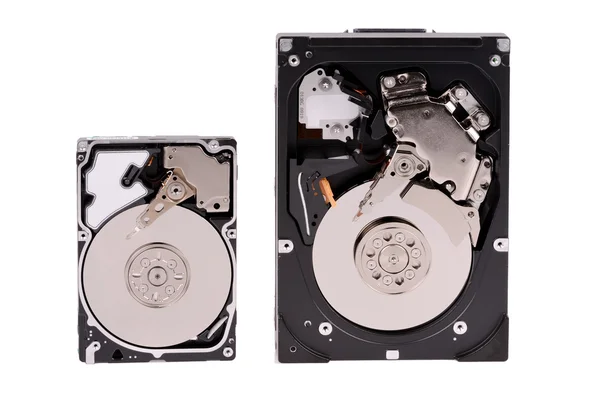 Dos discos duros sobre un fondo blanco —  Fotos de Stock