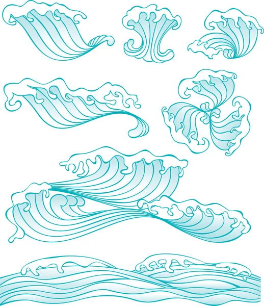 Estilo chino / japonés Elemento de diseño de agua y olas — Vector de stock