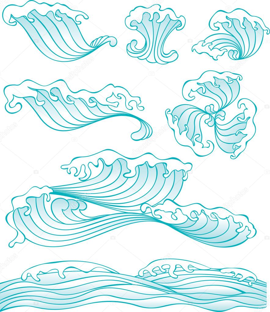 Chinese / Japanese style Water and wave design element Stock Vector by  ©patrickma 18251635
