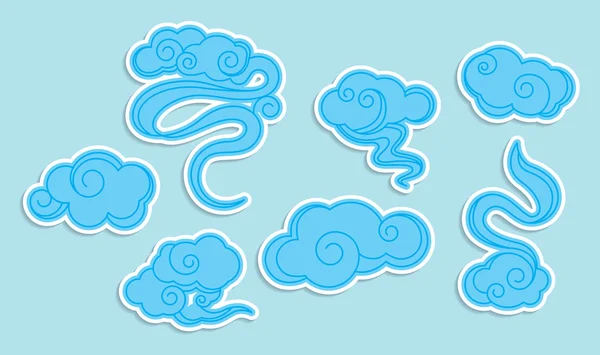 Chinese style cloud illustrations set — Stock Vector