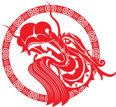 kırmızı Çin ejderha kafa çizimi