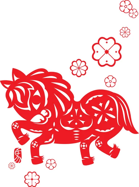 Chinesisches Pferdejahr in Rot — Stockvektor