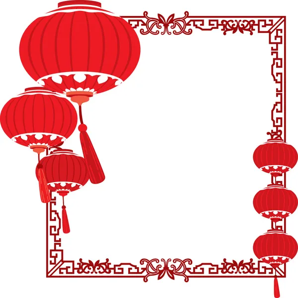 Lanternes chinoises rouges décorations — Image vectorielle