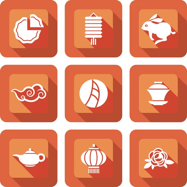 Chinees medio herfst festival pictogram ontwerpset — Stockvector