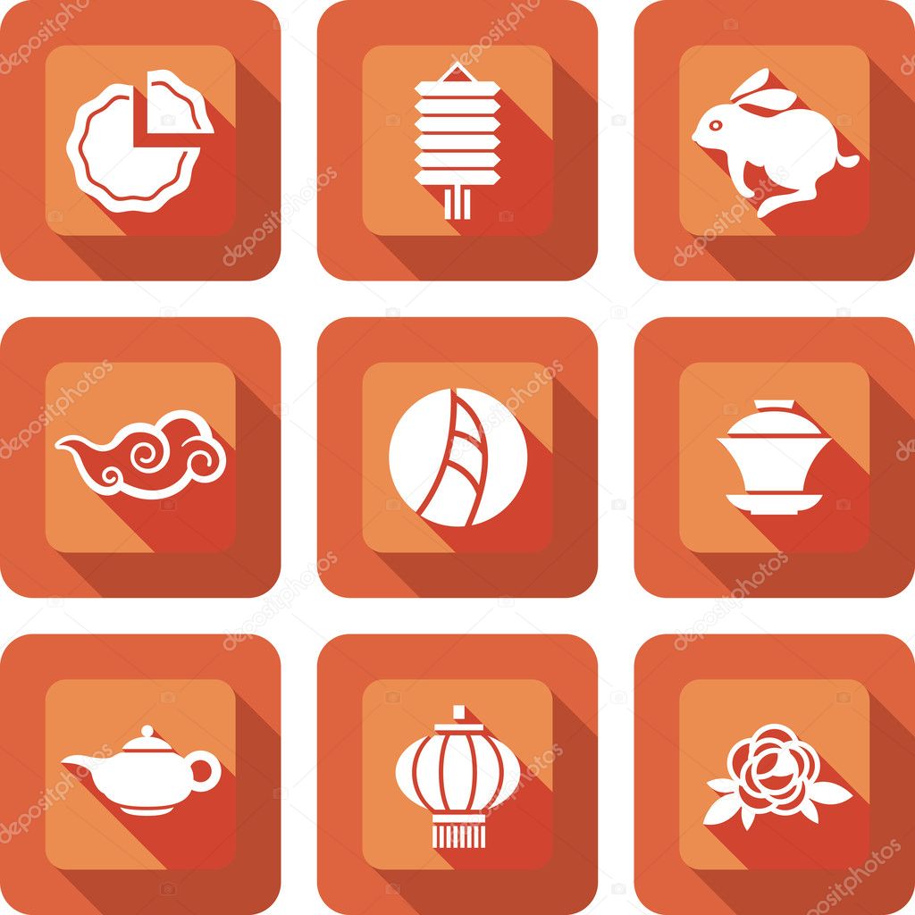 Chinese mid autumn festival icon design set