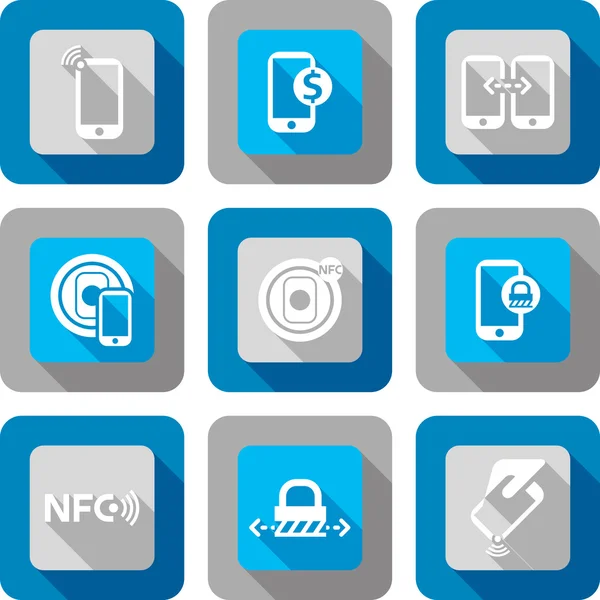 Teléfono inteligente con icono de tecnología NFC — Vector de stock