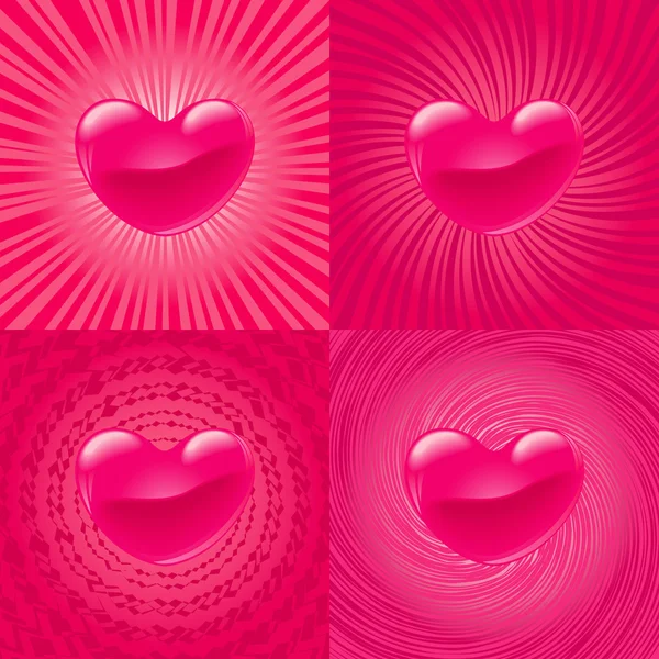 Hjärtat på fyra variant bakgrunder — Stock vektor