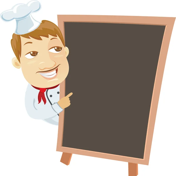 Chef-kok en menu schoolbord — Stockvector