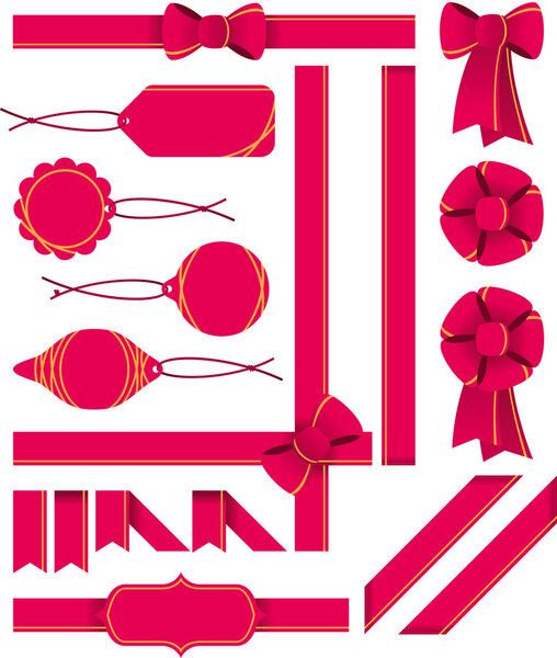 Red ribbon and price tag design element set