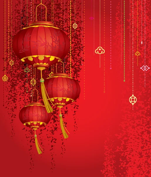 Red Lanterns background — Stock Vector