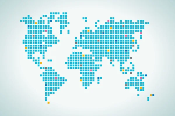 World map in squares dot, the map is NOT in details. — Stock Vector