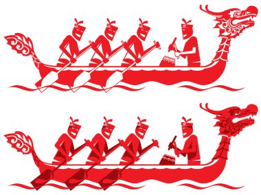 Chinese Dragon Boat competition illustration in two styles clipart
