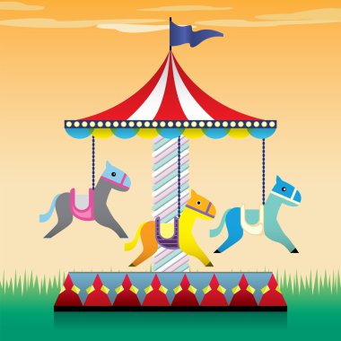 Carousel, merry go yuvarlak şekil