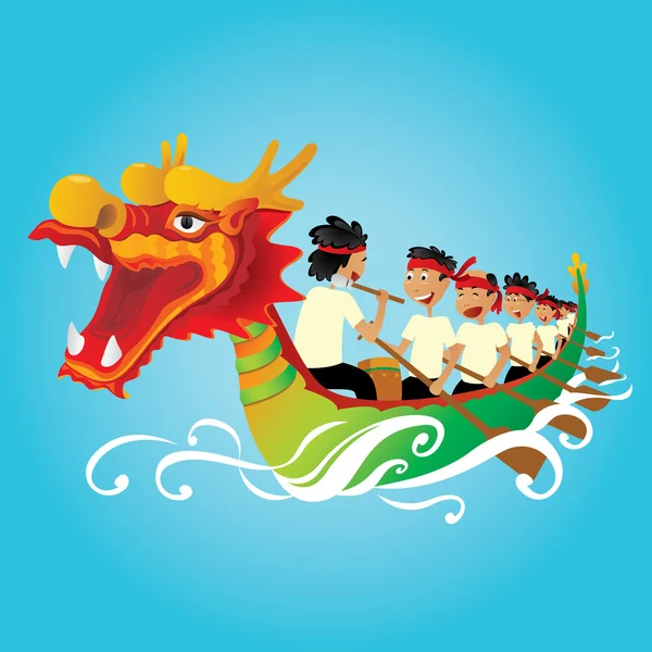 Barco de dragón chino concurso ilustración — Vector de stock