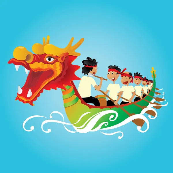 Dragon chinois concours de bateau illustration — Image vectorielle