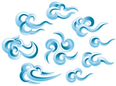 Japon tarzı bulut çizim seti