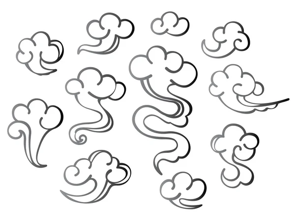 Stile giapponese nube illustrazione set — Vettoriale Stock