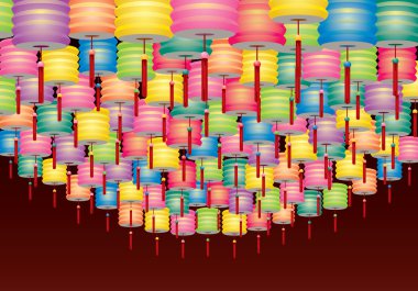 groep van opknoping papieren lantaarns