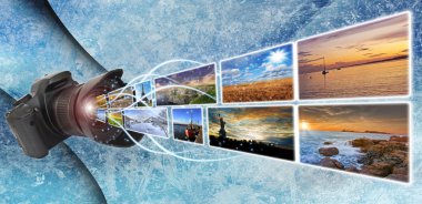 Seyahat Dünya fotoğraf makinesi konsepti