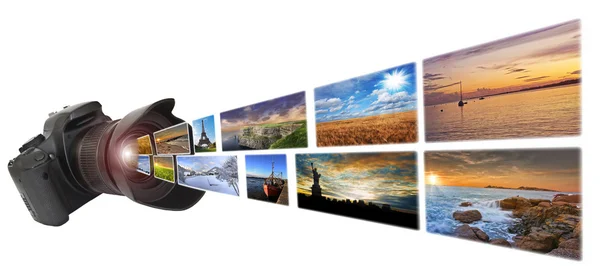 Travel the world camera concept — Stock Photo, Image