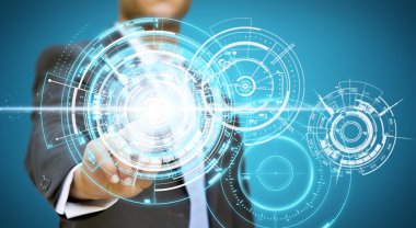 dokunmatik ekran konsepti dokunmadan işadamı