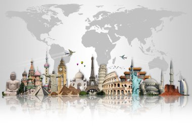 Travel the world monuments concept clipart