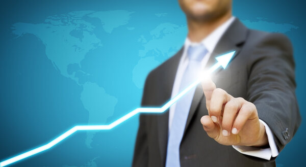 Бизнесмен трогает концепцию цифрового графа
