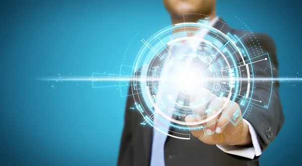 dijital grafik kavramı dokunmadan işadamı