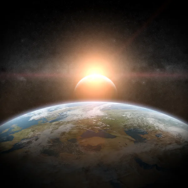 Затмение Солнца над планетой Земля — стоковое фото