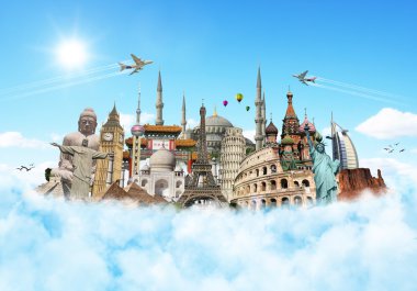 Dünyayı gezmek anıtlar konsepti