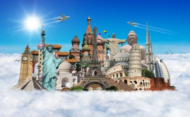 Dünyayı gezmek anıtlar konsepti