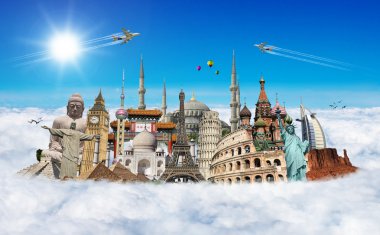 Travel the world monuments concept clipart