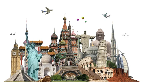 Travel the world monuments concept — Stock Photo, Image