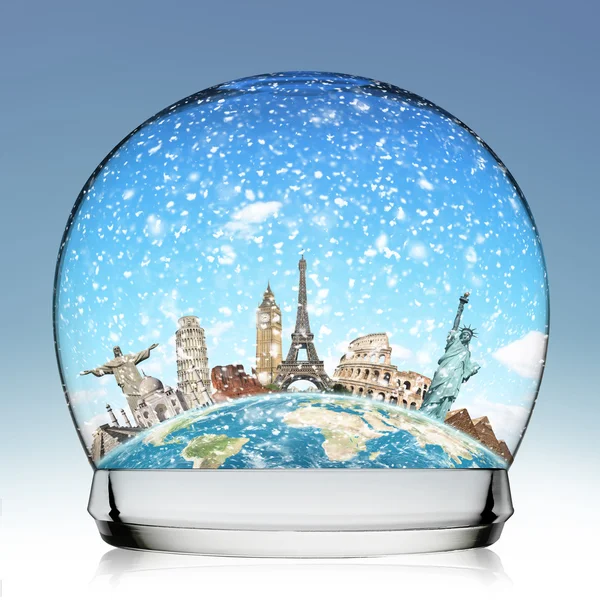 Viajar por el monumento mundial concepto bola de nieve — Foto de Stock