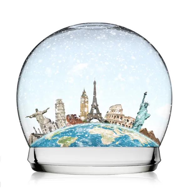 Viajar por el monumento mundial concepto bola de nieve — Foto de Stock