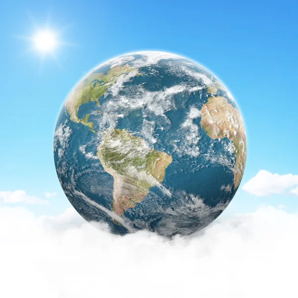 Planet Earth on a cloudy background — Stock Photo, Image