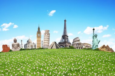 Dünyayı gezmek anıtlar konsepti