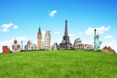 Dünyayı gezmek anıtlar konsepti