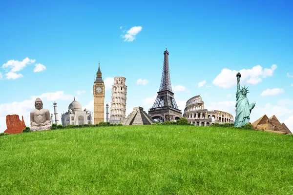 Dünyayı gezmek anıtlar konsepti
