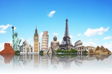 Dünyayı gezmek anıtlar konsepti