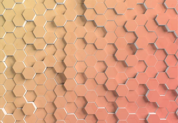 Orange Sechsecke Hintergrundmuster Auf Strukturierter Metallischer Oberfläche Abstrakte Sechseckige Wabe — Stockfoto