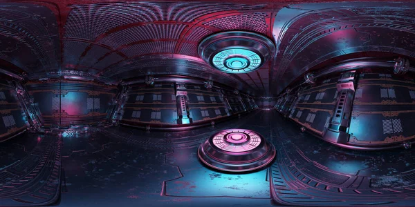 Панорамный Вид Темно Синий Розовый Космический Корабль Hdri Высокое Разрешение — стоковое фото