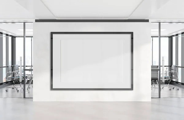 Zwarte Horizonale Frame Mockup Opknoping Kantoor Muur Mock Van Een — Stockfoto